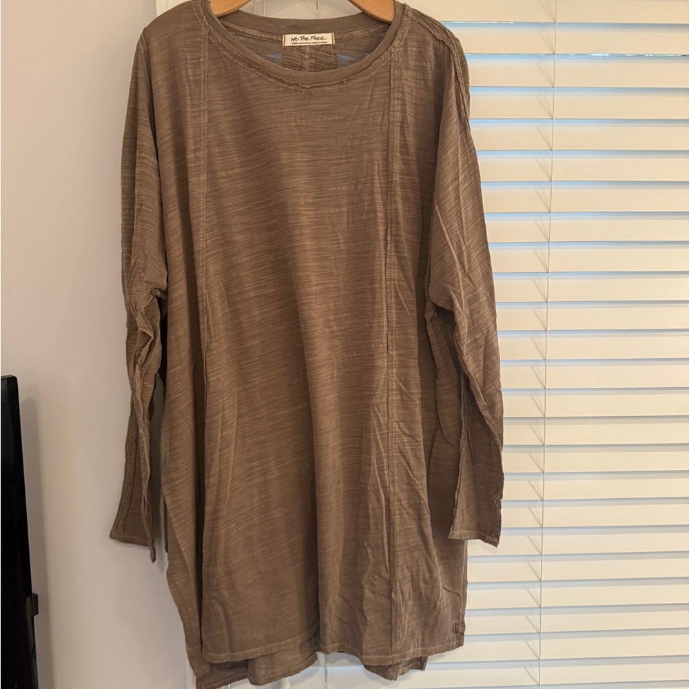 Free People Long Sleeve Tunic top in Olive green